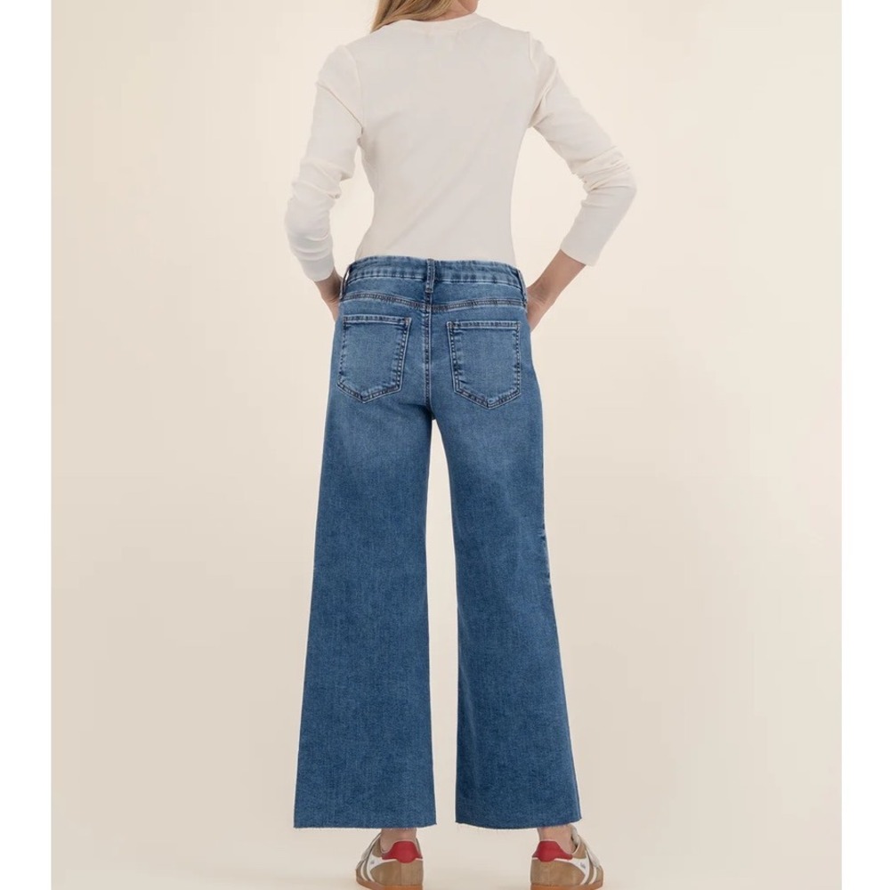 Kut From The Kloth High Rise Fab Ab Meg Wide Leg Medium Wash Jeans 00 New W Tags - Picture 2 of 8
